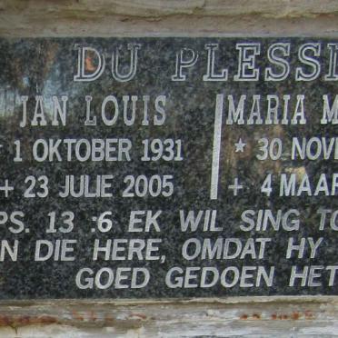 PLESSIS Jan Louis, du 1931-2005 &amp; Maria Magdalena 1934-2018