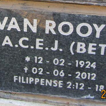 ROOYEN  A.C.E.J., van 1924-2012