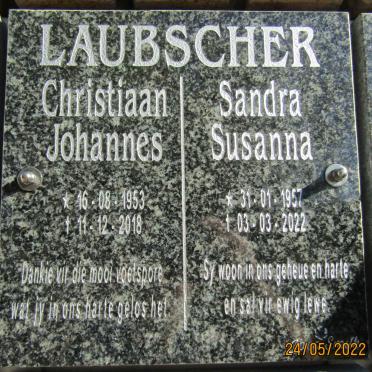 LAUBSCHER Christiaan Johannes 1953-2018 &amp; Sandra Susanna 1957-2022