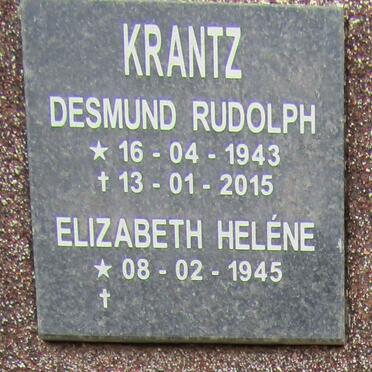 KRANTZ Desmond Rudolph 1943-2015 &amp; Elizabeth Helene 1945-