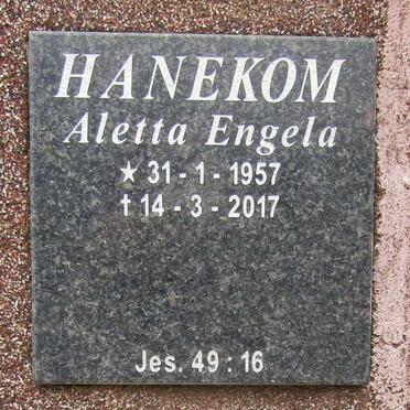 HANEKOM Aletta Engela 1957-2017