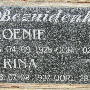 BEZUIDENHOUT Coenie 1925-2005 &amp; Rina 1927-2003