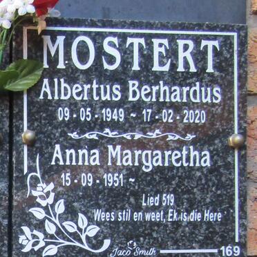 MOSTERT Albertus Berhardus 1949-2020 &amp; Anna Margaretha 1951-