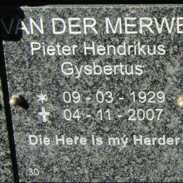 MERWE Pieter Hendrikus Gysbertus, van der 1929-2007