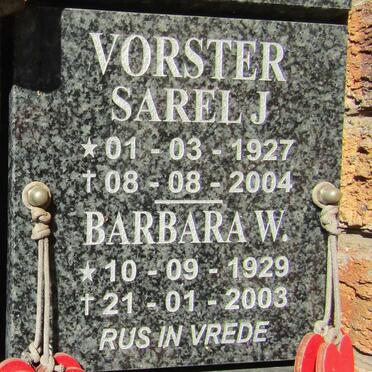 VORSTER Sarel J. 1927-2004 &amp; Barbara W. 1929-2003