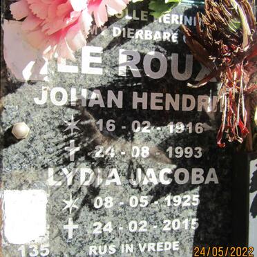 ROUX Johan Hendrik, le 1916-1993 &amp; Lydia Jacoba 1925-2015