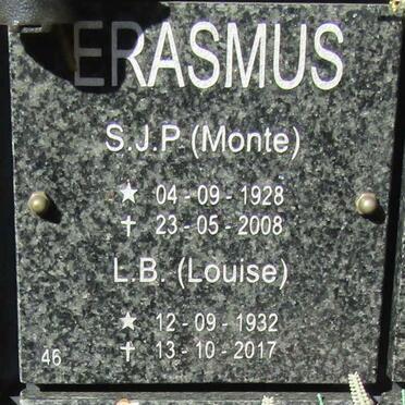 ERASMUS S.J.P. 1928-2008 &amp; L.B. 1932-2017