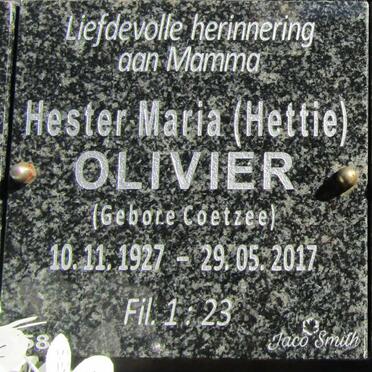OLIVIER Hester Maria nee COETZEE 1927-2017