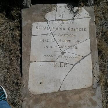 COETZEE Sarah Maria neé ZIETSMAN -1900