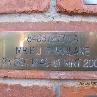 PHAHLANE P.J. 1946-2003