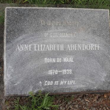 ADENDORFF Anne Elizabeth nee DE WAAL 1870-1938