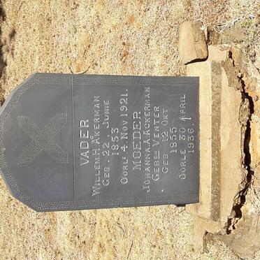 ACKERMAN Willem H. 1853-1921 &amp; Johanna A. VENTER 1855-1936