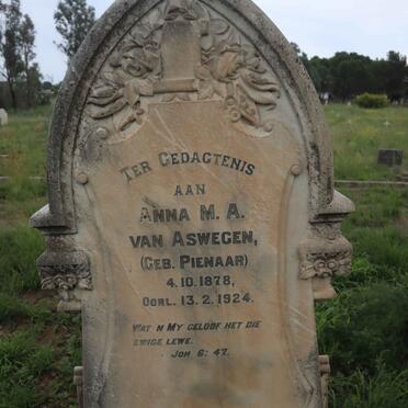 ASWEGEN Anna M.A., van nee PIENAAR 1878-1924