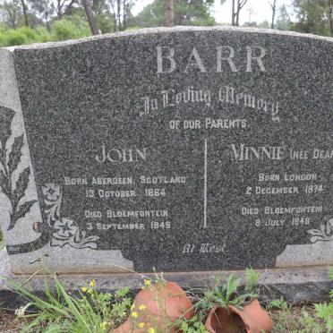 BARR John 1864-1949 &amp; Minnie DEAR 1874-1948