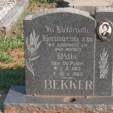 BEKKER Willa nee DU PLOOY 1913-1963