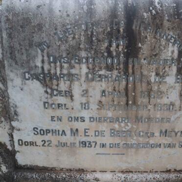 BEER Casparus Gerhardus, de 1862-1930 &amp; Sophia M.E. MEYER -1937