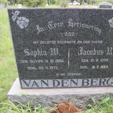 BERG Jacobus R., van den 1896-1983 &amp; Sophia W. OLIVIER 1905-1972