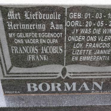 BORMAN Francois Jacobus 1928-2001