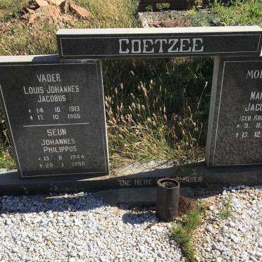 COETZEE Louis Johannes Jacobus 1913-1965 &amp; Maria Jacoba KRUGER 1911-2008 :: COETZEE Johannes Philippus 1944-1995
