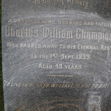 CHAMPION Charles William -1939