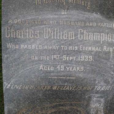 CHAMPION Charles William -1939