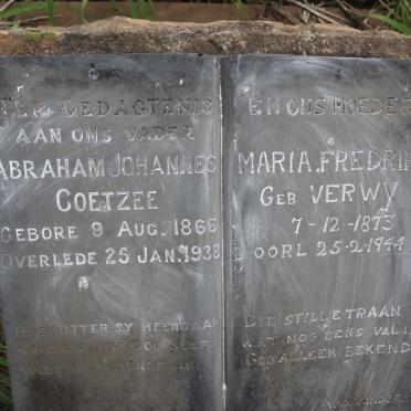 COETZEE Abraham Johannes 1866-1938 &amp; Maria Fredrika VERWY 1873-1944