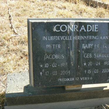 CONRADIE Pieter Jacobus 1913-2004 &amp; C.G.S. STADLER 1908-2001