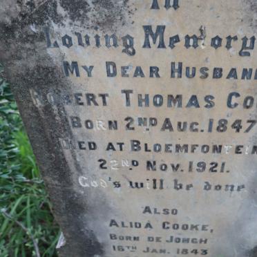 COOKE Robert Thomas 1847-1921 &amp; Alida DE JONGH 1843-1925