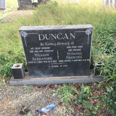 DUNCAN William Alexander 1891-1965 &amp; Susanna Francina VICTOR 1900-1986