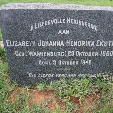 EKSTEEN Elizabeth Johanna Hendrika nee WANNENBURG 1860-1942