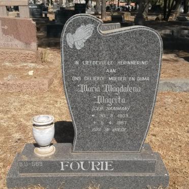 FOURIE Maria Magdalena Magrita nee SAAIMAN 1903-1987