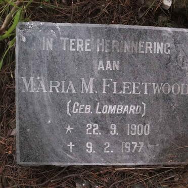 FLEETWOOD Maria M. nee LOMBARD 1900-1977