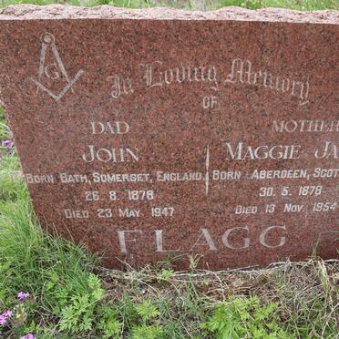 FLAGG John 1878-1947 &amp; Maggie Jane 1878-1954