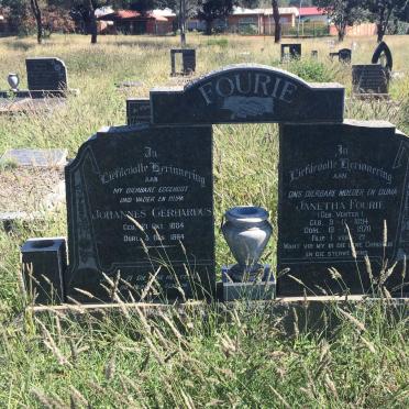 FOURIE Johannes Gerhardus 1884-1964 &amp; Janetha VENTER 1894-1970