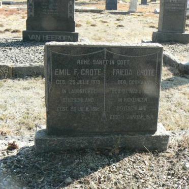 GROTE Emil F. 1878-1962 &amp; Frieda OORMANN 1882-1971