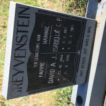 GREYVENSTEIN David A.J. 1904-1986 &amp; Isabella C.P. 1913-1983