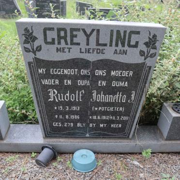 GREYLING Rudolf 1913-1986 &amp; Johanetta J. POTGIETER 1912-2011