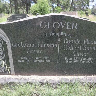 GLOVER Claude Maxwell Robert Burns 1894-1974 &amp; Gertrude Edwena 1887-1966