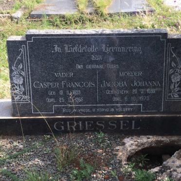 GRIESSEL Casper Francois 1899-1965 &amp; Jacoba Johanna STEYN 1898-1973