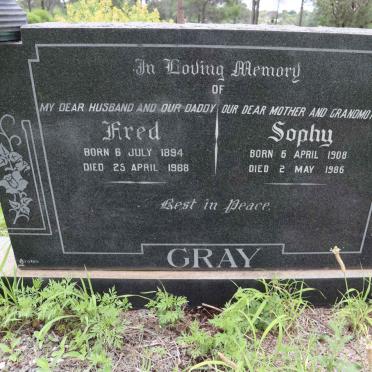 GRAY Fred 1894-1968 &amp; Sophy 1908-1986