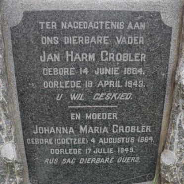 GROBLER Jan Harm 1864-1943 &amp; Johanna Maria COETZEE 1864-1949