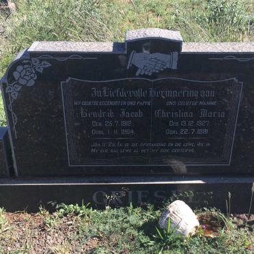 GRIESEL Hendrik Jacob 1912-1964 &amp; Christina Maria 1927-1981