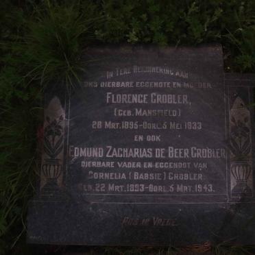 GROBLER Edmund Zacharias de Beer 1893-1943 &amp; Florence MANSFIELD 1895-1933