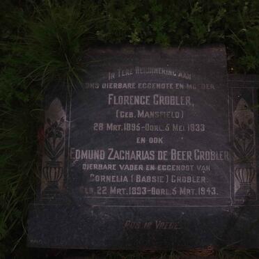 GROBLER Edmund Zacharias de Beer 1893-1943 &amp; Florence MANSFIELD 1895-1933