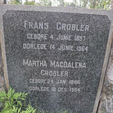 GROBLER Frans 1897-1964 &amp; Martha Magdalena 1886-1964