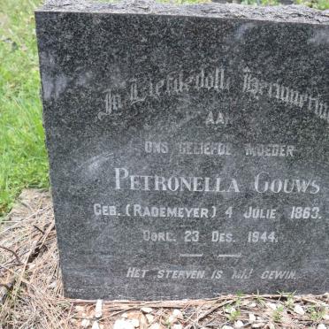 GOUWS Petronella nee RADEMEYER 1863-1944