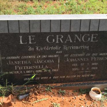 GRANGE Johannes Petrus, le 1898-1969 &amp; Janetha Jacoba Pieternella MEYER 1907-1965