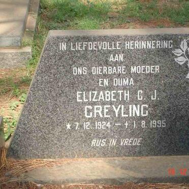 GREYLING Jacobus Frederick 1924-1980 &amp; Elizabeth C.J. 1924-1995