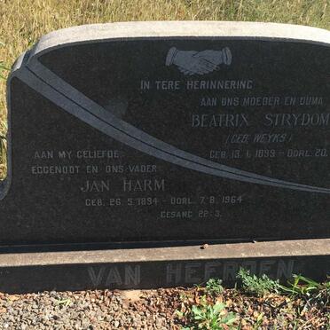 HEERDEN Jan Harm, van 1894-1964 &amp; Beatrix Strydom WEYKS 1899-1976