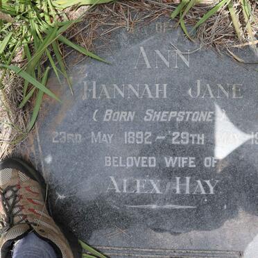 HAY Ann Hannah Jane nee SHEPSTONE 1892-1957